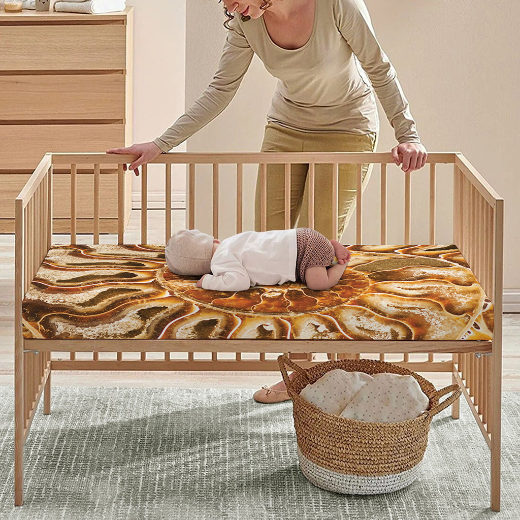 Ammonite Fossil Print Baby Crib Sheet