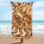 Ammonite Fossil Print Beach Towel