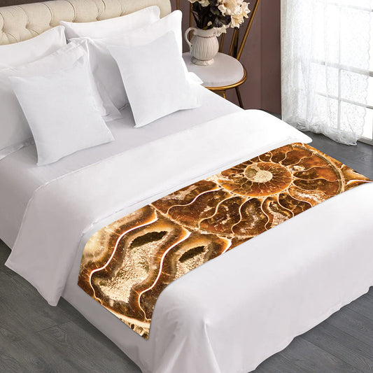 Ammonite Fossil Print Bed Runner