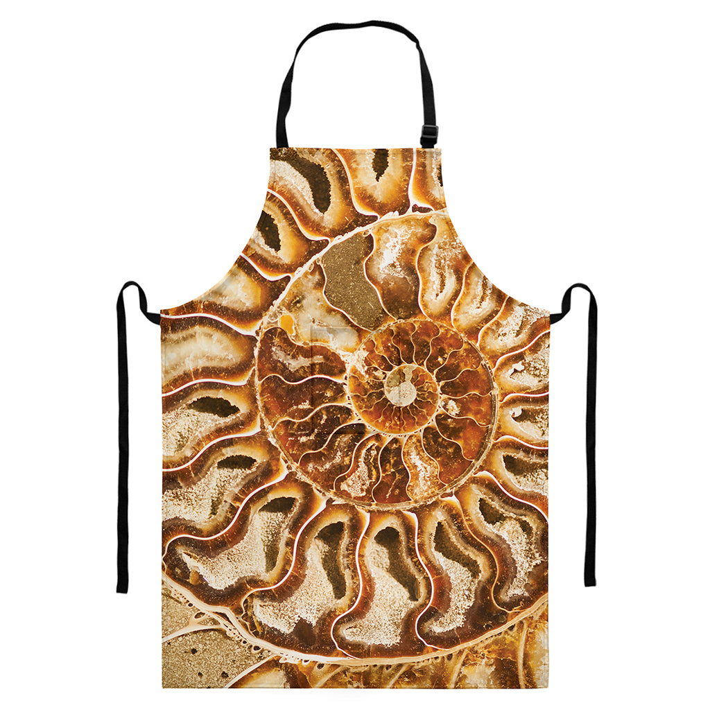Ammonite Fossil Print Bib Apron With Pocket