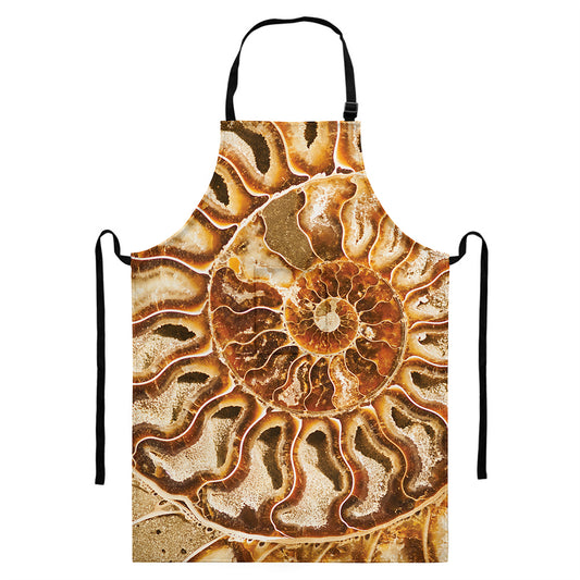 Ammonite Fossil Print Bib Apron With Pocket