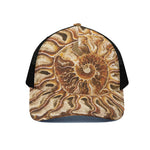 Ammonite Fossil Print Black Mesh Trucker Cap
