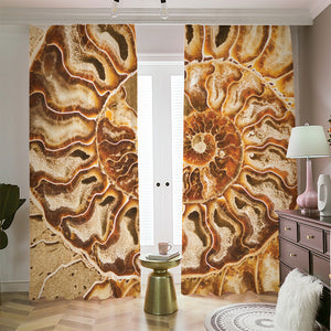 Ammonite Fossil Print Blackout Pencil Pleat Curtains