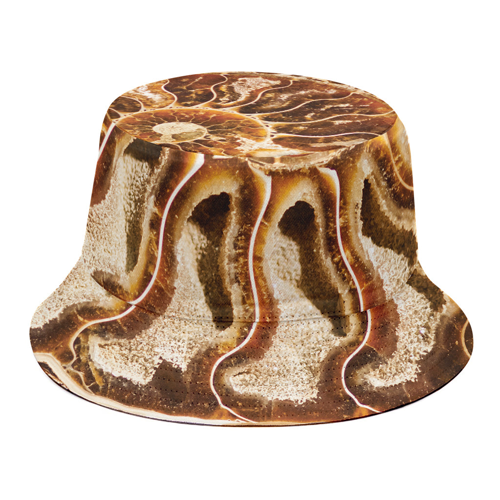 Ammonite Fossil Print Bucket Hat
