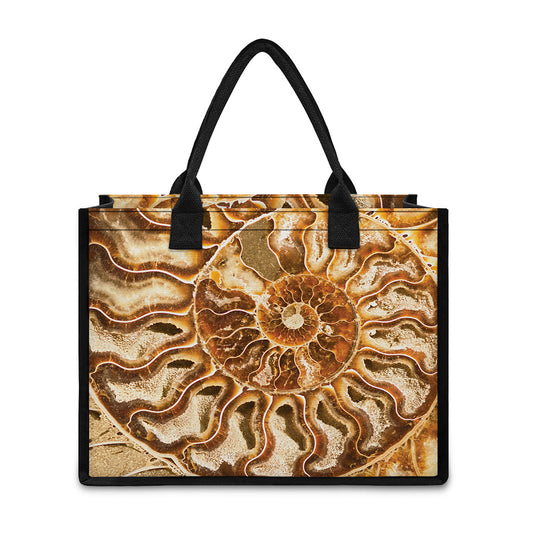 Ammonite Fossil Print Canvas Tote Bag