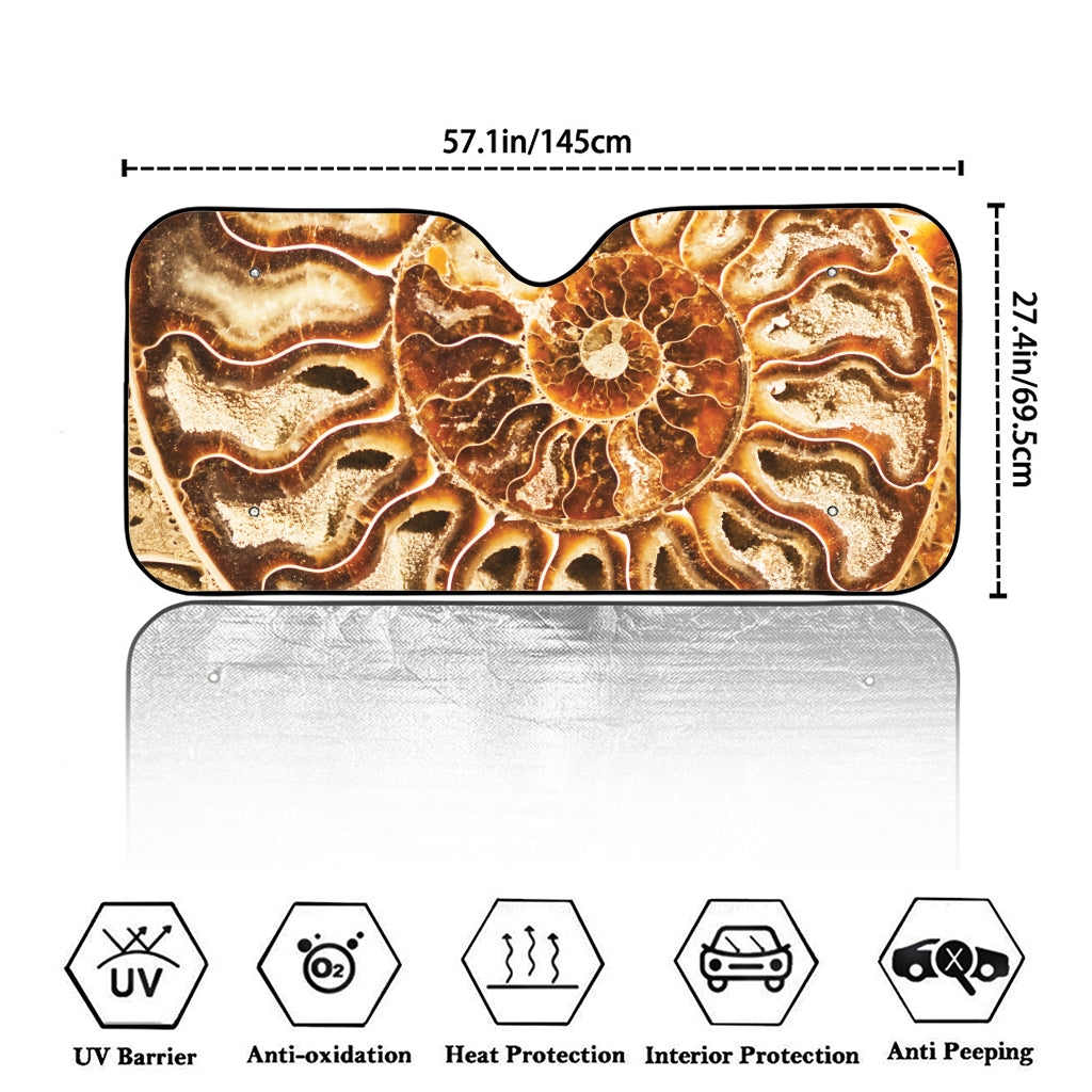 Ammonite Fossil Print Car Windshield Sun Shade