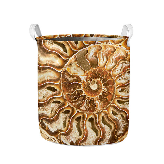 Ammonite Fossil Print Collapsible Laundry Basket