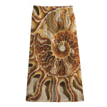 Ammonite Fossil Print Cotton Front Slit Maxi Skirt