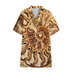 Ammonite Fossil Print Cotton Hawaiian Shirt