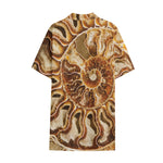 Ammonite Fossil Print Cotton Hawaiian Shirt