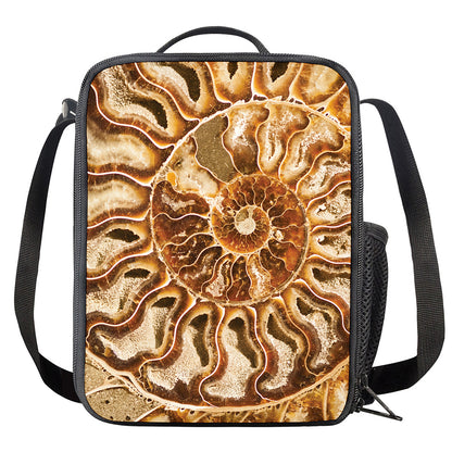 Ammonite Fossil Print Crossbody Lunch Bag