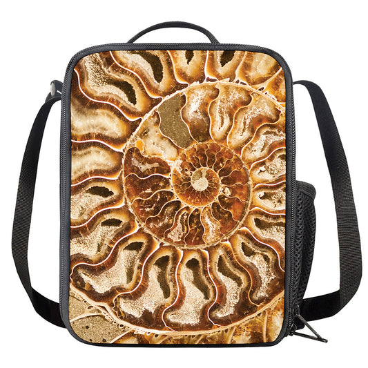 Ammonite Fossil Print Crossbody Lunch Bag