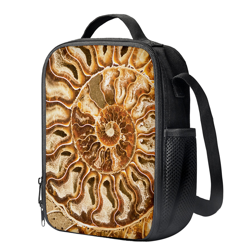 Ammonite Fossil Print Crossbody Lunch Bag