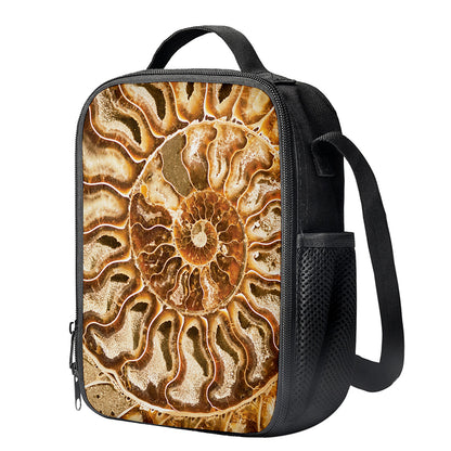 Ammonite Fossil Print Crossbody Lunch Bag