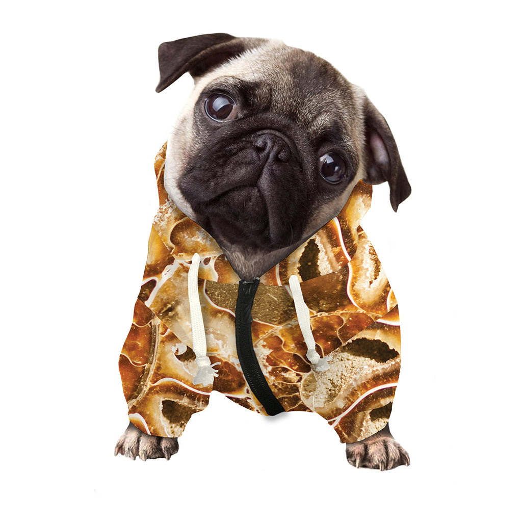 Ammonite Fossil Print Dog Zip Up Hoodie