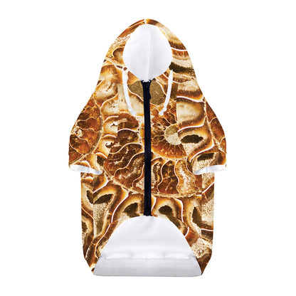 Ammonite Fossil Print Dog Zip Up Hoodie
