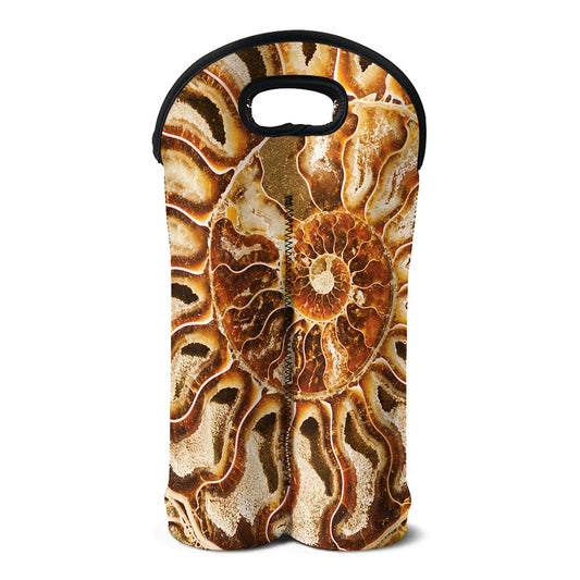 Ammonite Fossil Print Double Neoprene Wine Tote