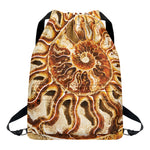 Ammonite Fossil Print Drawstring Backpack