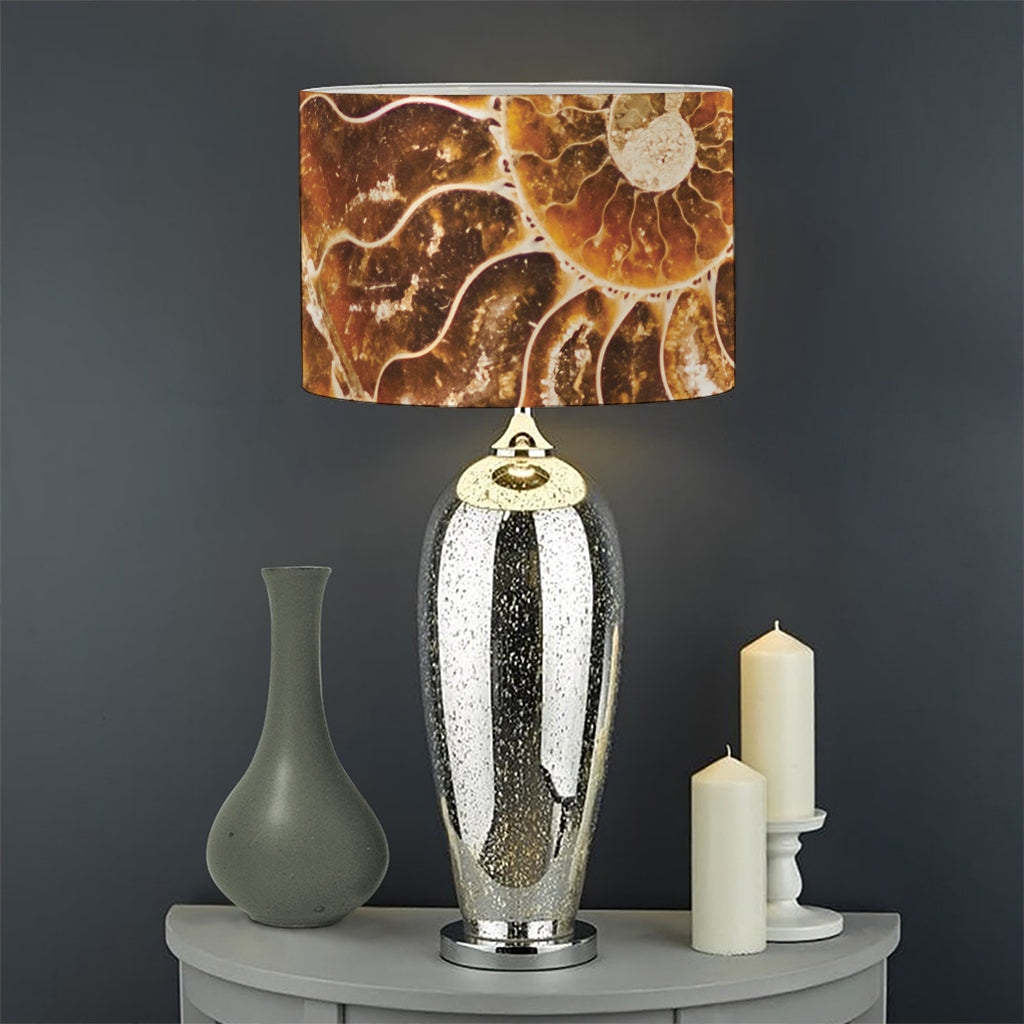 Ammonite Fossil Print Drum Lamp Shade