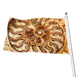 Ammonite Fossil Print Flag