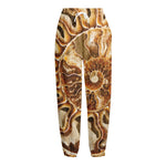 Ammonite Fossil Print Fleece Lined Knit Pants