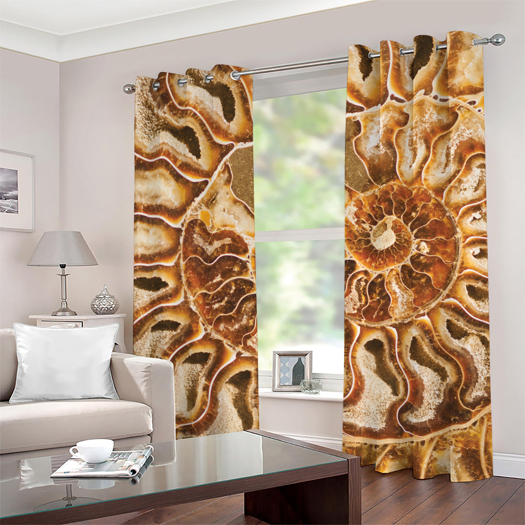 Ammonite Fossil Print Grommet Curtains