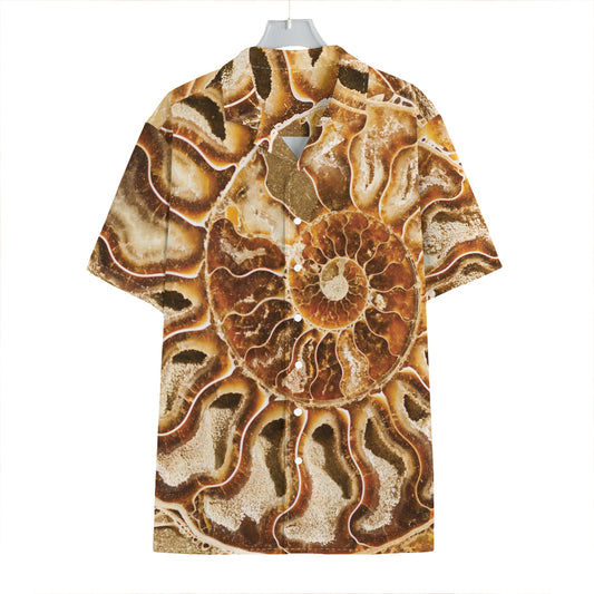 Ammonite Fossil Print Hawaiian Shirt