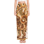 Ammonite Fossil Print High Slit Maxi Skirt