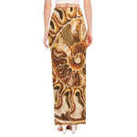 Ammonite Fossil Print High Slit Maxi Skirt