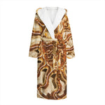 Ammonite Fossil Print Hooded Bathrobe