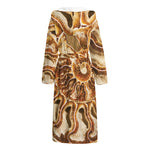 Ammonite Fossil Print Hooded Bathrobe