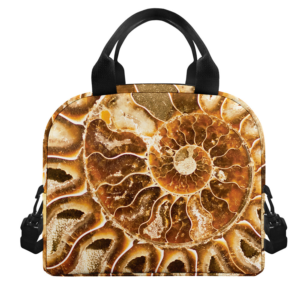 Ammonite Fossil Print Insulated Lunch Bag