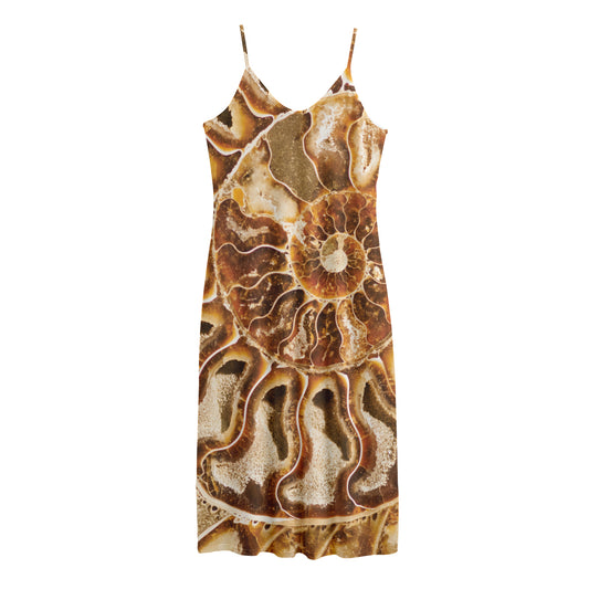 Ammonite Fossil Print Jersey Midi Cami Dress