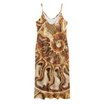 Ammonite Fossil Print Jersey Midi Cami Dress