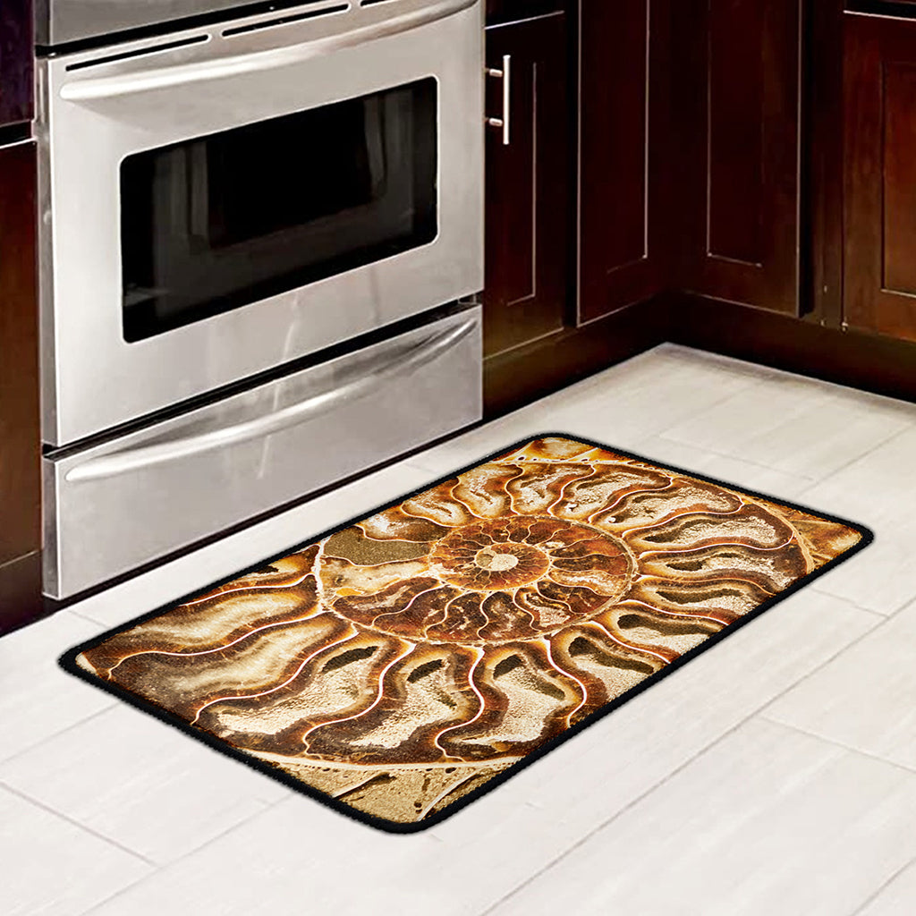 Ammonite Fossil Print Kitchen Mat