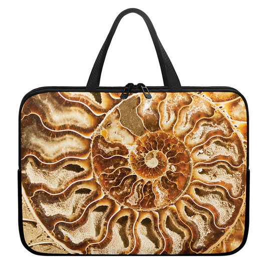 Ammonite Fossil Print Laptop Sleeve With Handle