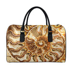 Ammonite Fossil Print Leather Duffle Bag