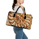 Ammonite Fossil Print Leather Duffle Bag