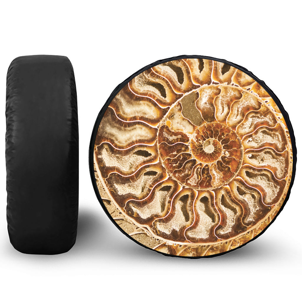 Ammonite Fossil Print Leather Spare Tire Cover