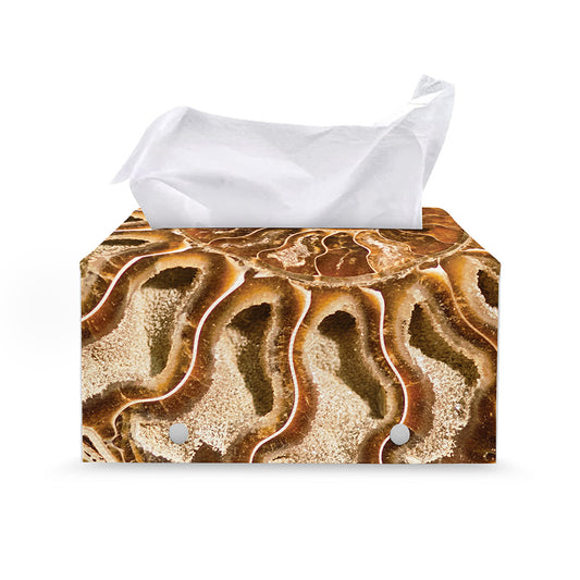 Ammonite Fossil Print Leather Tissue Box Cover