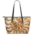 Ammonite Fossil Print Leather Tote Bag With Zipper