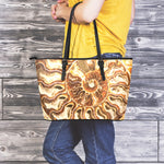 Ammonite Fossil Print Leather Tote Bag