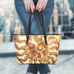 Ammonite Fossil Print Leather Tote Bag