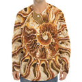 Ammonite Fossil Print Long Sleeve Baseball Jersey