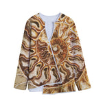 Ammonite Fossil Print Long Sleeve Short Coat