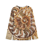 Ammonite Fossil Print Long Sleeve Short Coat