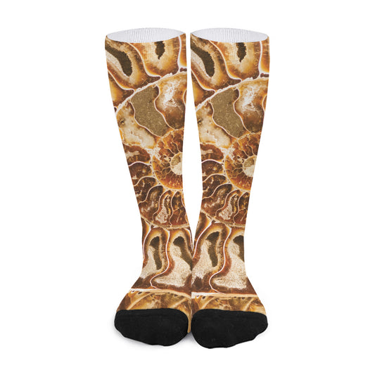 Ammonite Fossil Print Long Socks
