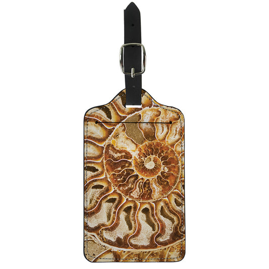 Ammonite Fossil Print Luggage Tag