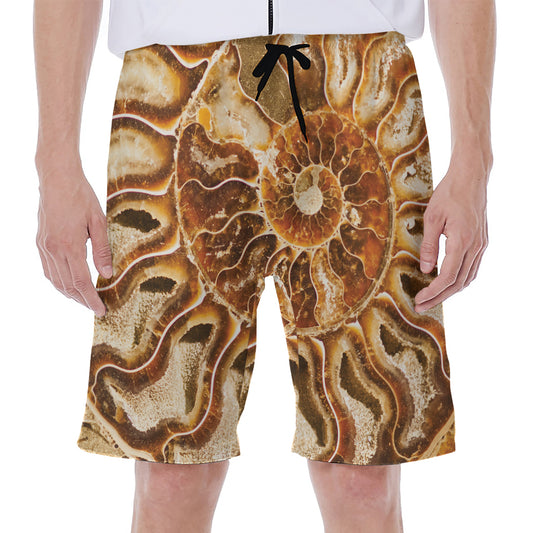 Ammonite Fossil Print Men's Beach Shorts