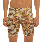 Ammonite Fossil Print Men's Long Boxer Briefs